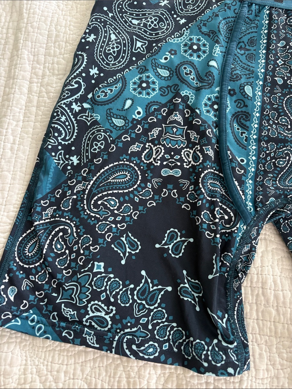 PSD Men’s Teal and Navy Paisley Athletic Boxer Briefs - Picture 2 of 6